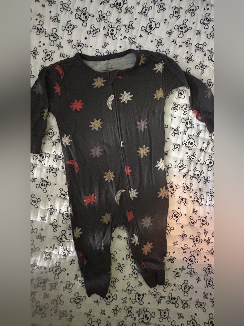 Moon & Stars Baby One-Piece Sleep Romper - Dark Gray